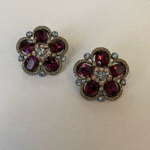 Vintage Purple Flower Earrings 90s Fashion Jewelry